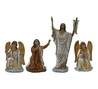 Lot de 4 statues Résurrection de Jésus en résine crèche pascale 14 cm par Paben