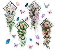 Lot de 4 stickers muraux 3D en forme de fleur et de papillon amovibles pour murs, portes, et pour ajouter une touche ludique et naturelle aux pièces