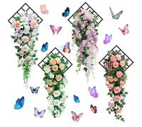 Lot de 4 stickers muraux 3D en forme de fleur et de papillon amovibles pour murs, portes, parfaits pour personnaliser n'importe quelle pièce