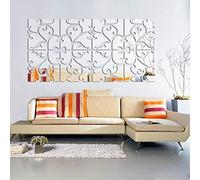 Lot de 4 stickers muraux effet miroir 3D en acrylique - Décoration murale amovible - Pour salon, chambre à coucher, escalier, Fleur., 8PCS