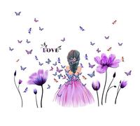 Lot de 4 stickers muraux pour fille - Citation inspirante - Motif fleurs - Papillon, ballerine, pissenlit - Pour chambre à coucher, chambre d'enfant, fond - 30 cm x 60 cm