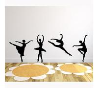 Lot de 4 stickers muraux Silhouette de danseuse de ballet - Sticker mural pour chambre d'enfant et chambre de fille - 57 x 21 cm