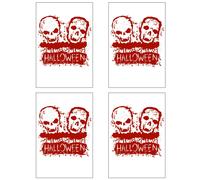Lot de 4 stickers muraux tête de mort pour Halloween, à décorer avec des vitres de salon ou pour une salle de fête. Ces stickers imperméable