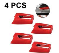 Lot de 4 stylets phonographiques pour Crosley Ion Numark Sony Pyle Philips en aluminium ABS durable rouge