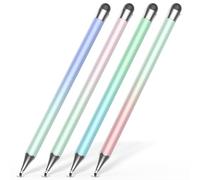 Lot de 4 stylets pour écran tactile 2 en 1 pour iPad, haute précision et sensibilité, embouts en caoutchouc et disque compatibles avec iPad/iPhone/tablettes Android et tous les appareils à écran