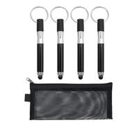 Lot de 4 stylets pour écran tactile avec 1 étui à crayons. Stylet pour écran tactile intelligent, mini stylo à bille, porte-clés pour écran tactile, convient pour téléphones portables, tablettes, etc.