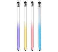 Lot de 4 Stylets pour Écran Tactile Double Embout en Silicone Stylets Capacitifs Polyvalents pour Smartphones et Tablettes Couleurs Dégradées Blanc Rose Blanc Jaune Bleu