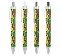 Lot de 4 stylos à bille à encre gel 0,5 mm à séchage rapide Rasta Lion Judah avec lunettes de soleil pour fumer Jamaïque Reggae Écriture lisse Stylos à bille Clip pour un transport pratique