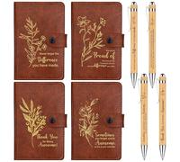 Lot de 4 stylos à bille inspirants en cuir avec carnet de motivation pour employé, collègue, enseignant, personnel, école, bureau