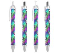 Lot de 4 stylos à bille noirs à pointe grasse de 0,5 mm, stylos à encre gel rétractables Pit Bull Dog Art avec prise en main complète confortable