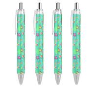 Lot de 4 stylos à bille noirs rétractables à encre gel lisse à pointe fine de 0,5 pour l'école, le bureau, le monde sous-marin, motif poisson