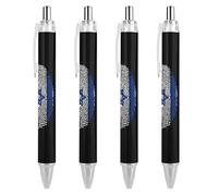 Lot de 4 stylos à bille rétractables à encre bleue avec drapeau d'Israël pour la maison et le bureau