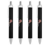 Lot de 4 stylos à bille rétractables à encre bleue avec drapeau du Brésil pour écriture lisse