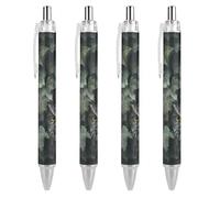Lot de 4 stylos à bille rétractables à encre bleue Hibou caché dans le lierre Pointe fine 0,5 mm Fournitures de bureau