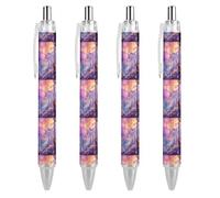 Lot de 4 stylos à bille rétractables à pointe fine de 0,5 mm, motif loup et renard, style château, pour carnet de notes, écriture, bureau