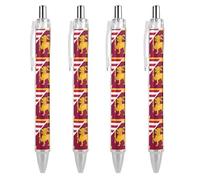 Lot de 4 stylos à bille rétractables avec drapeau américain du Sri Lanka - 0,5 mm - Écriture fine et lisse - Pour la maison et le bureau - Noir