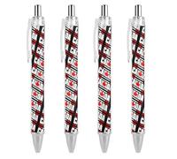 Lot de 4 stylos à bille rétractables avec drapeau du Canada érable 0,5 mm - Encre noire - Accessoire de prise de notes pour bureau