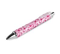 Lot de 4 stylos à bille rétractables avec ruban rose imprimé cancer du sein Pointe 0,5 mm pour le travail et le bureau