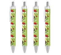 Lot de 4 stylos à bille rétractables Avocado Merry Christmas de 0,5 mm, écriture lisse avec prise en main confortable, fournitures de bureau pour homme et femme
