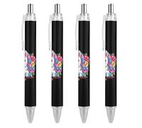 Lot de 4 stylos à bille rétractables « Daddy Of The Birthday Princess Un-icorn » pour bureau, travail, affaires