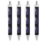 Lot de 4 stylos à bille rétractables Dark Dream Catcher violet loup à encre noire à pointe fine de 0,5 mm, fournitures de bureau