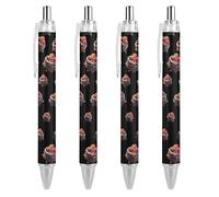 Lot de 4 stylos à bille rétractables en forme de gâteau au chocolat, framboise, lave, encre noire, 0,5 mm, pour écriture lisse, prise de notes, accessoires pour bureau