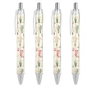 Lot de 4 stylos à bille rétractables en forme de tête de mort de vache - 0,5 mm - Encre noire - Accessoires de prise de notes pour bureau