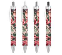 Lot de 4 stylos à bille rétractables Hawaï pour bateau, camion, palmier - Pointe fine de 0,5 mm - Séchage rapide - Écriture lisse - Noir