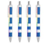 Lot de 4 stylos à bille rétractables LGBT avec drapeau gay de la Grèce - 0,5 mm - Écriture fine et lisse pour la maison et le bureau - Noir