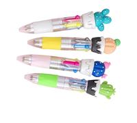 Lot de 4 stylos à bille rétractables multicolores 4 couleurs en 1 Pointe de 0,7 mm pour étudiant, écriture, prise de notes, journal, dessin animé