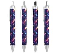 Lot de 4 stylos à bille rétractables Neon Rocket Launch pour bureau, fournitures scolaires