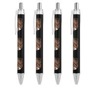 Lot de 4 stylos à bille rétractables noirs à pointe fine de 0,5 mm avec motif gâteau au chocolat