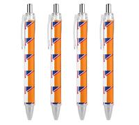 Lot de 4 stylos à bille rétractables noirs avec drapeau du Royaume-Uni et de l'Irlande - Pointe fine de 0,5 mm