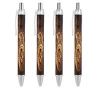 Lot de 4 stylos à bille rétractables Steampunk Gears, 0,5 mm, écriture lisse