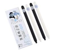 Lot de 4 stylos à encre gel à séchage rapide avec motif papillon et fleur 0,5 mm