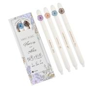 Lot de 4 stylos à encre gel à séchage rapide avec motif papillon et fleur - Pointe de 0,5 mm - Fournitures scolaires et de bureau pour écrire, journal, planificateur