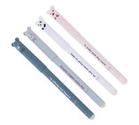 Lot de 4 stylos à encre gel effaçable de dessin animé - Pointe aiguille de 0,35 mm - Séchage rapide - Pour écrire, notes, journal, planificateur