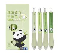 Lot de 4 stylos à encre gel effaçables Motif panda Bleu 0,5 mm