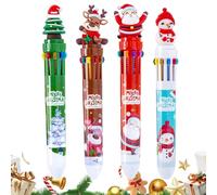 Lot de 4 stylos à encre gel pour élèves - Accessoires de fête - 10 couleurs - Stylos de Noël rétractables pour écrire, dessiner, signer, journaliser, faire du scrapbooking - Pour filles et étudiants