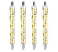Lot de 4 stylos à encre gel rétractables pour la maison, le bureau, l'université - Motif nain de tournesol - Noir - 0,5 mm