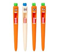 Lot de 4 stylos à encre motif carottes, écriture dans un stylo à encre - Pour journaliser, écrire des carottes - Stylo créatif pour le plaisir des légumes, l'école de bureau pour les étudiants, les