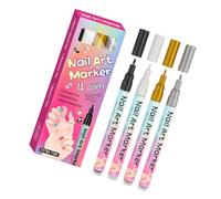 Lot de 4 stylos à ongles pointus pour ongles complexes à séchage rapide et imperméables qui restent toute la journée pour différents types d'ongles