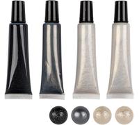 Lot De 4 Stylos À Perles Métallisés - 25 Ml - Aspect Perle Pour Papier, Textile, Noir, Argent Antique, 2 Blancs[Z3146]