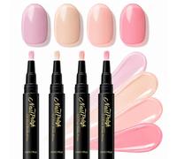 Lot de 4 stylos de vernis à ongles - À séchage rapide - Avec huile de ricin et vitamine E - Jelly violet, rose, nude et rose bébé - Pour manucure à faire soi-même - Vernis à ongles à séchage rapide