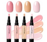 Lot de 4 stylos de vernis à ongles - À séchage rapide - Avec huile de ricin et vitamine E - Rose rosé, rose nude et rose bébé - Pour manucure à faire soi-même - Crayons de nail art à séchage rapide