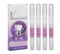 Lot De 4 Stylos Dentifrice Violets Avec Tete De Brosse Douce Pour Eliminer Les Taches, Nettoyer En Profondeur Et Blanchir Les Dents, 3 Ml Blanc