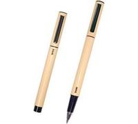 DOHE - Lot de 4 stylos ELIPSE - Encre gel bleu - Pointe fine 0,5 mm - Capuche et clip de serrage - Fabriqué en aluminium résistant - Jaune