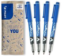 - Lot De 4 Stylos-Feutre V-Sign Pen - Feutres D'écriture À Encre Liquide Au Tracé Fluide Parfait - Séchage Instantané - Couleur Lumineuse - Bleus - Stylos-Feutre À Pointe Moyenne 2,0 Mm