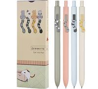 Lot de 4 stylos kawaii mignons série haut de gamme à encre noire japonaise 0,5 mm, stylos rétractables en forme de queue de chat pour journal intime, prise de notes