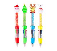 Lot de 4 stylos multicolores de Noël à pointe de 0,5 mm, rechargeables, lisses pour écrire, pour étudiants, artistes, fournitures d'écriture